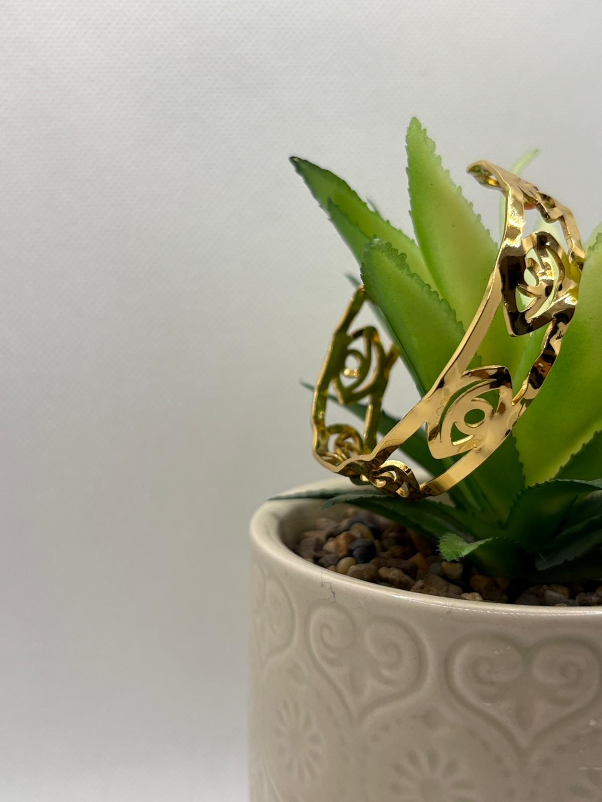 Elegant Gold-Tone "Evil-eye" Open Cuff Bracelet