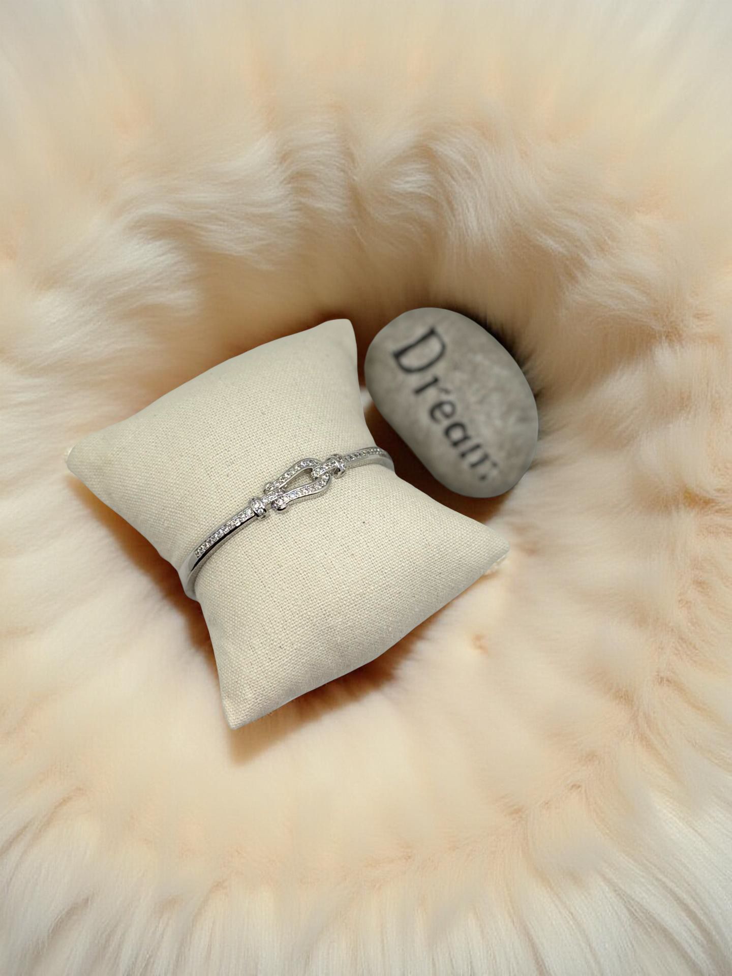 Silver Crystal Love Knot Bangle Bracelet