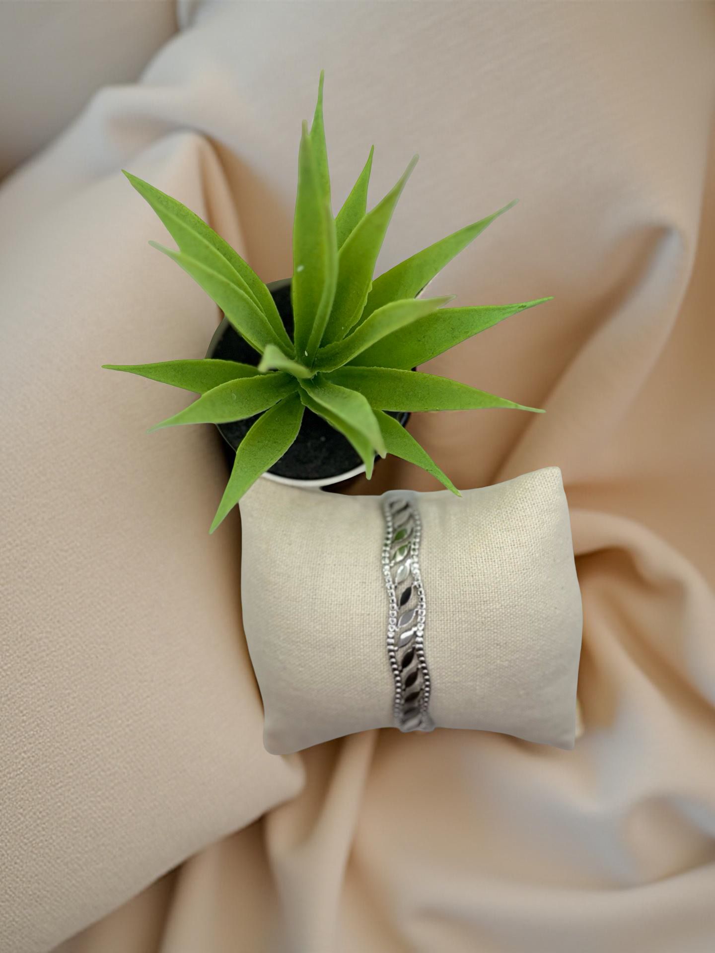 Polished Statement Bangle with Textured Detail