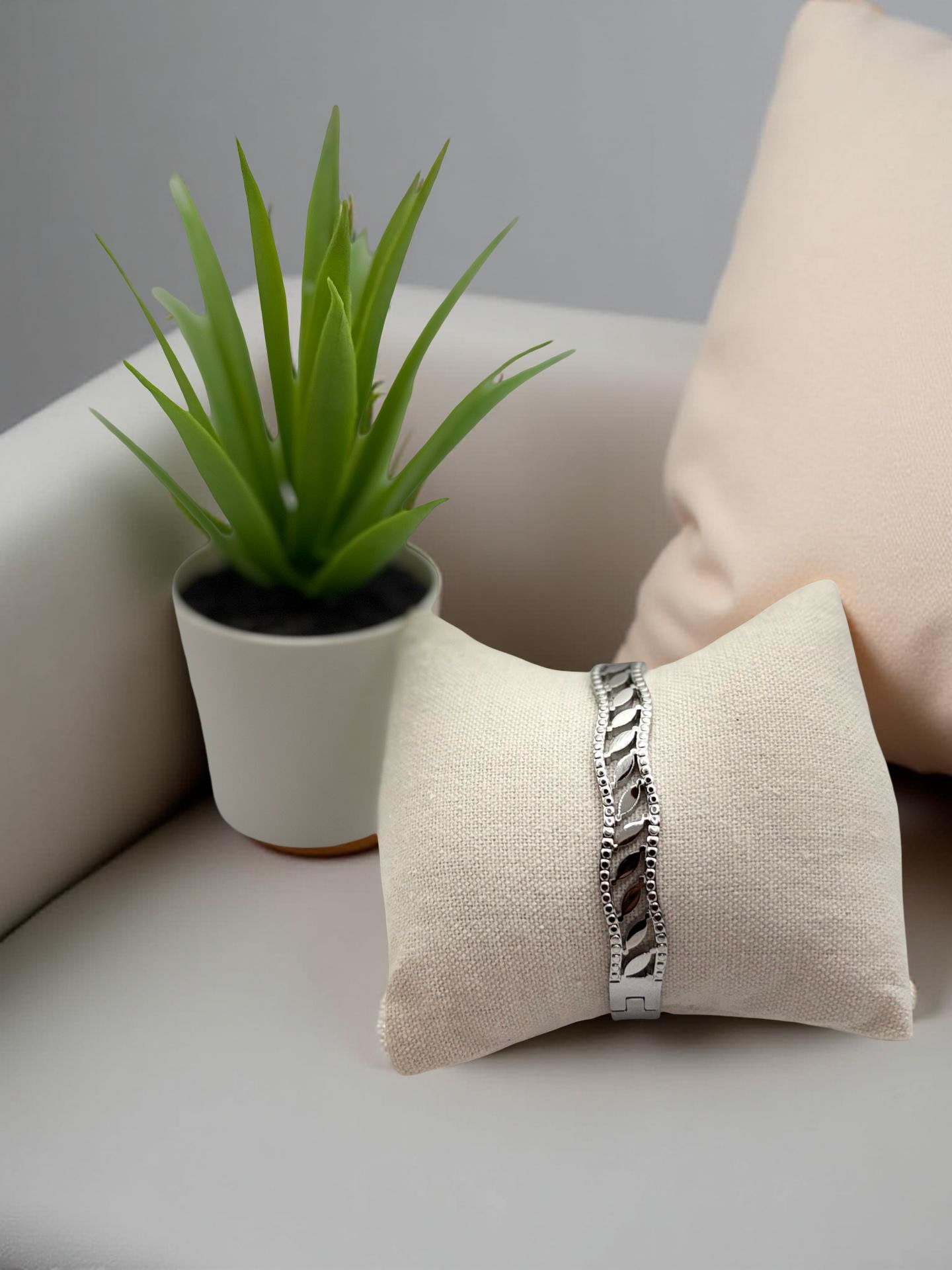 Polished Statement Bangle with Textured Detail