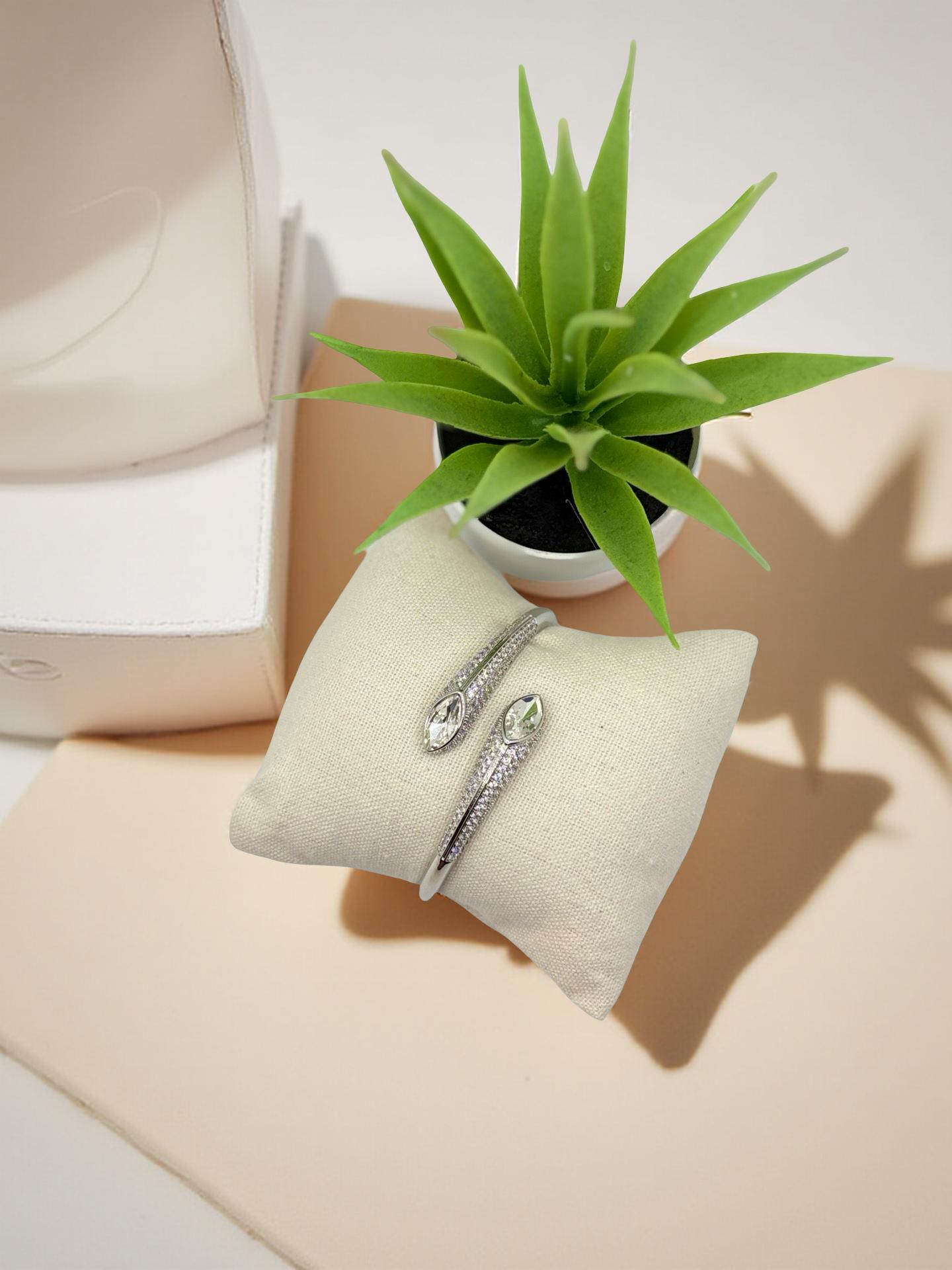 Modern Pave & Baguette Crystal Open Cuff