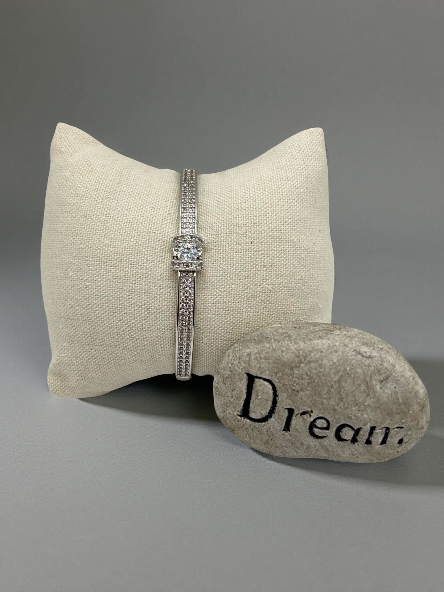Glamorous Silver-Tone Statement Cuff with Center Stone