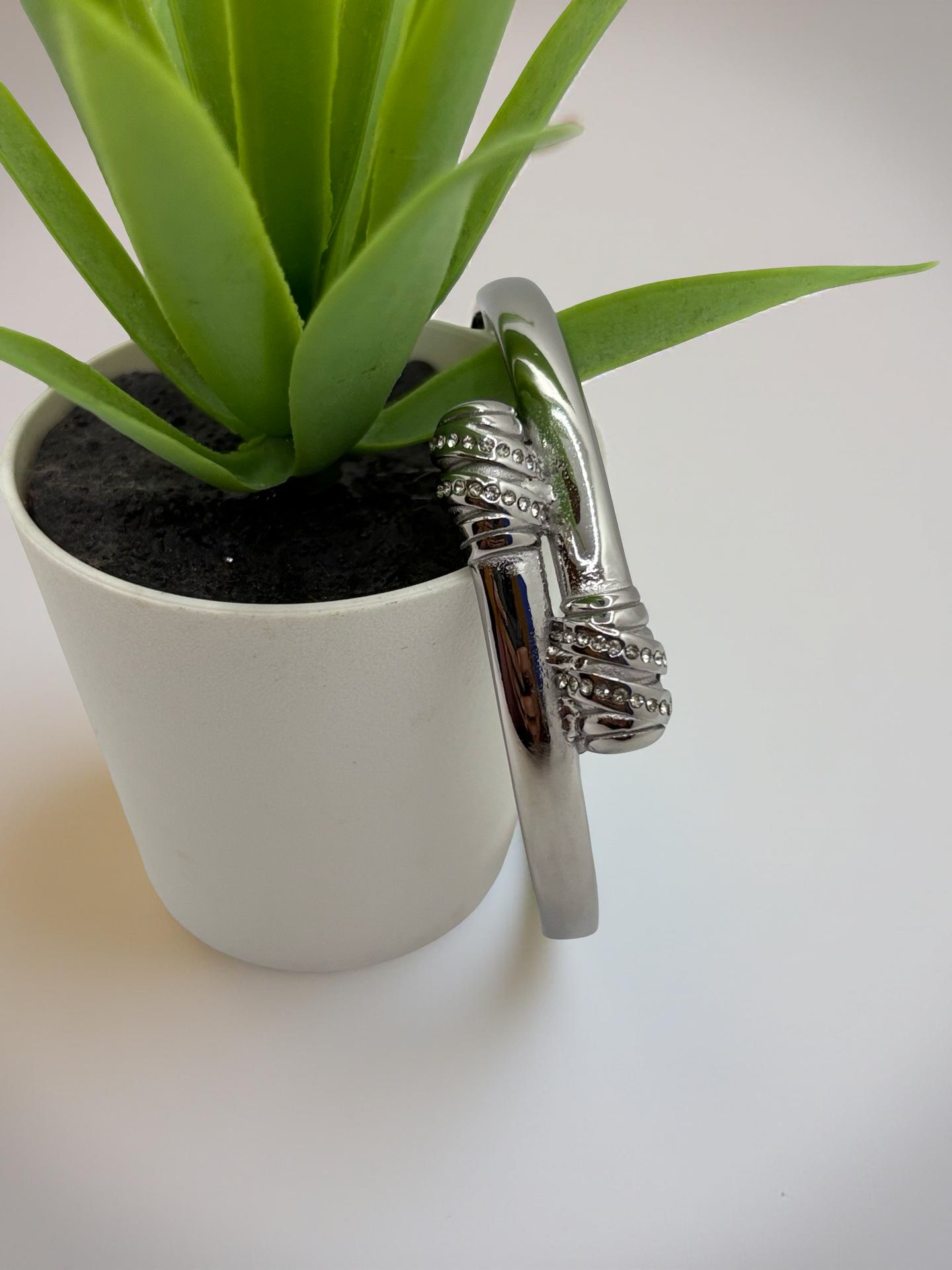 Silver Crystal Nail Cuff Bracelet