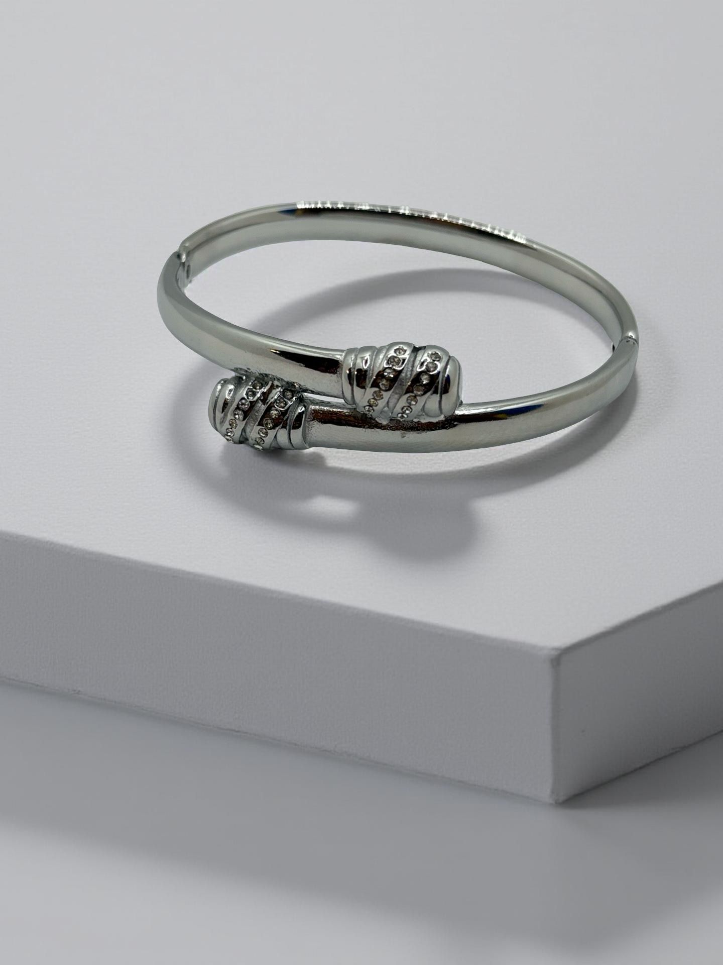 Silver Crystal Nail Cuff Bracelet
