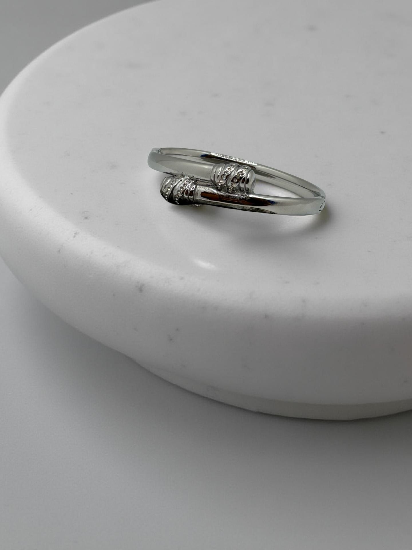 Silver Crystal Nail Cuff Bracelet