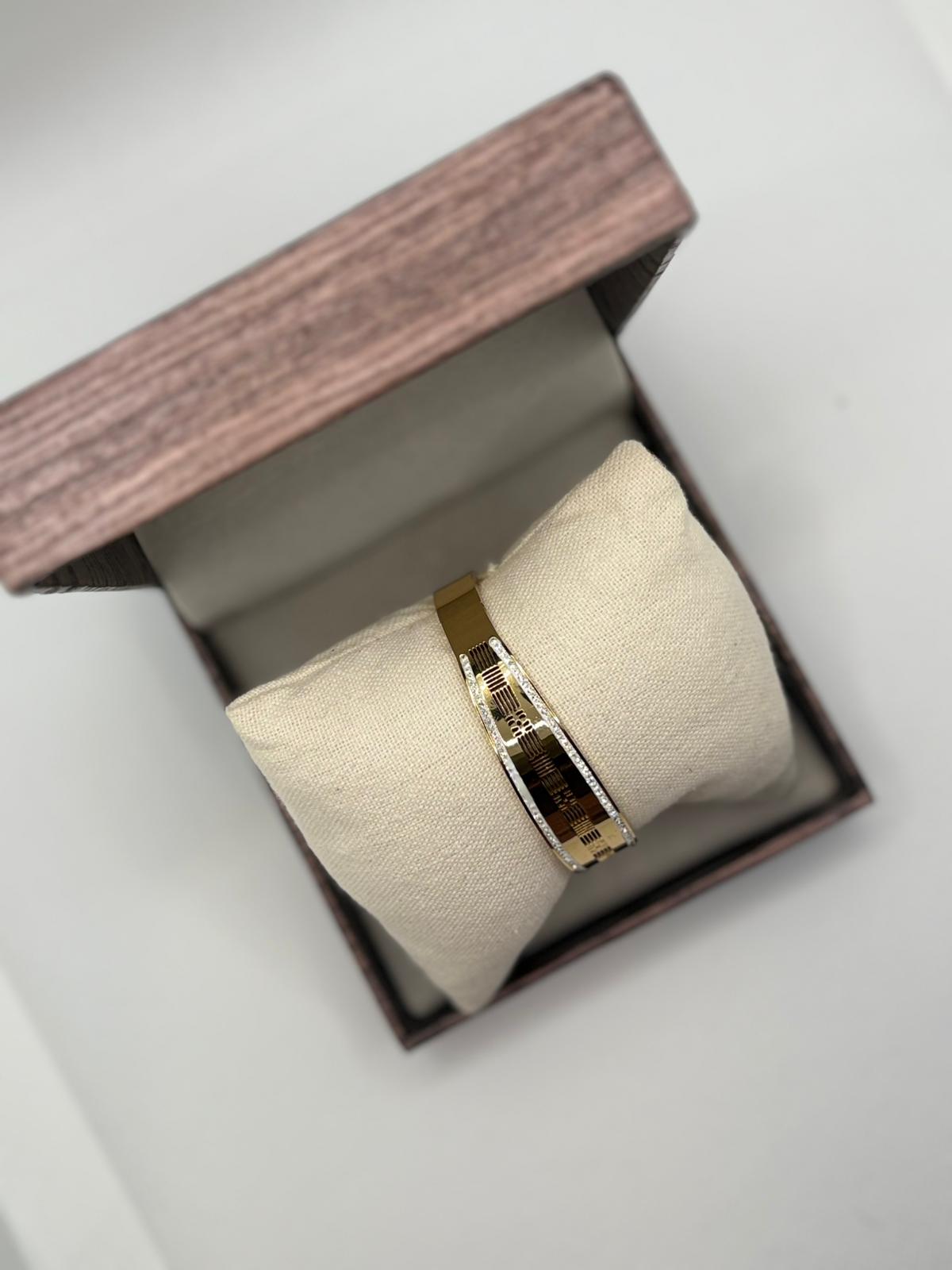 Opal touch Dual Tone Bangle with stone detailing