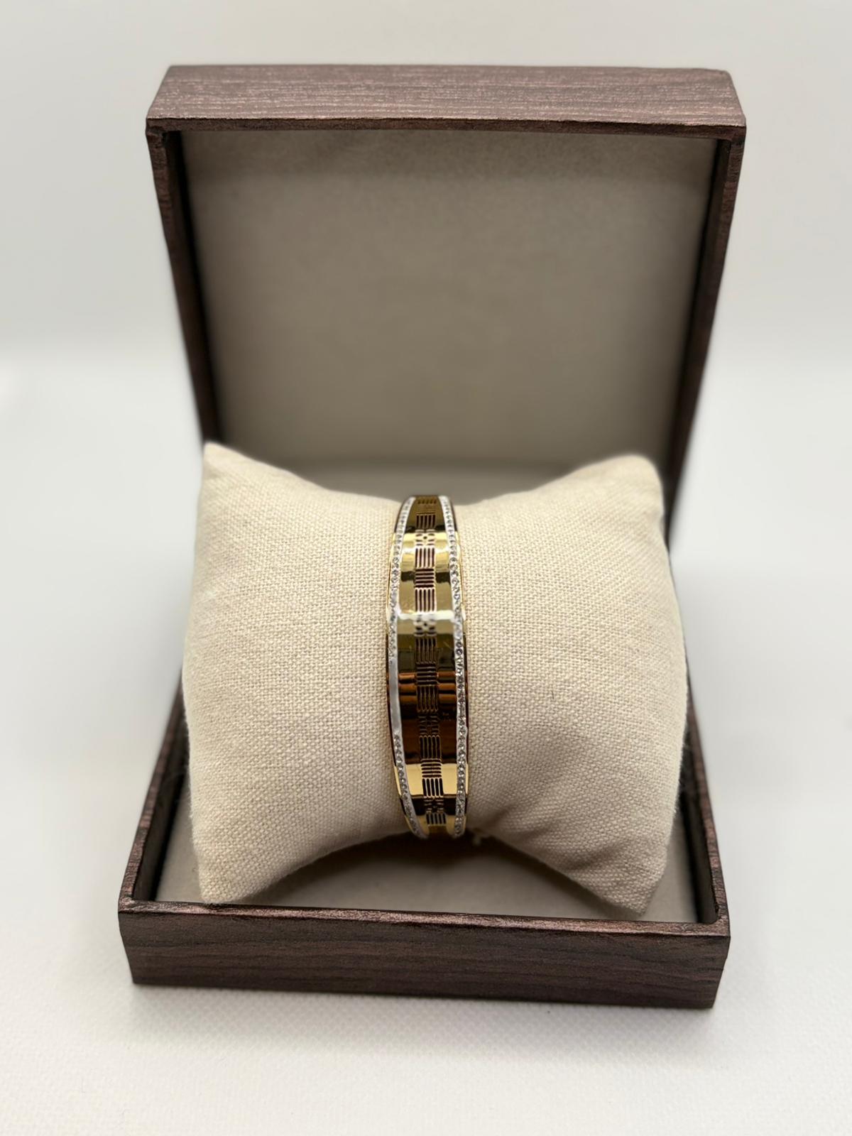 Opal touch Dual Tone Bangle with stone detailing