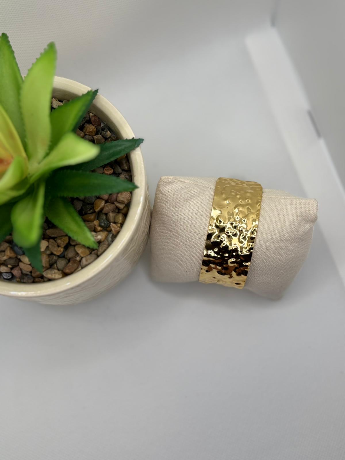 Bold Gold Hammered Open Cuff Bangle Bracelet