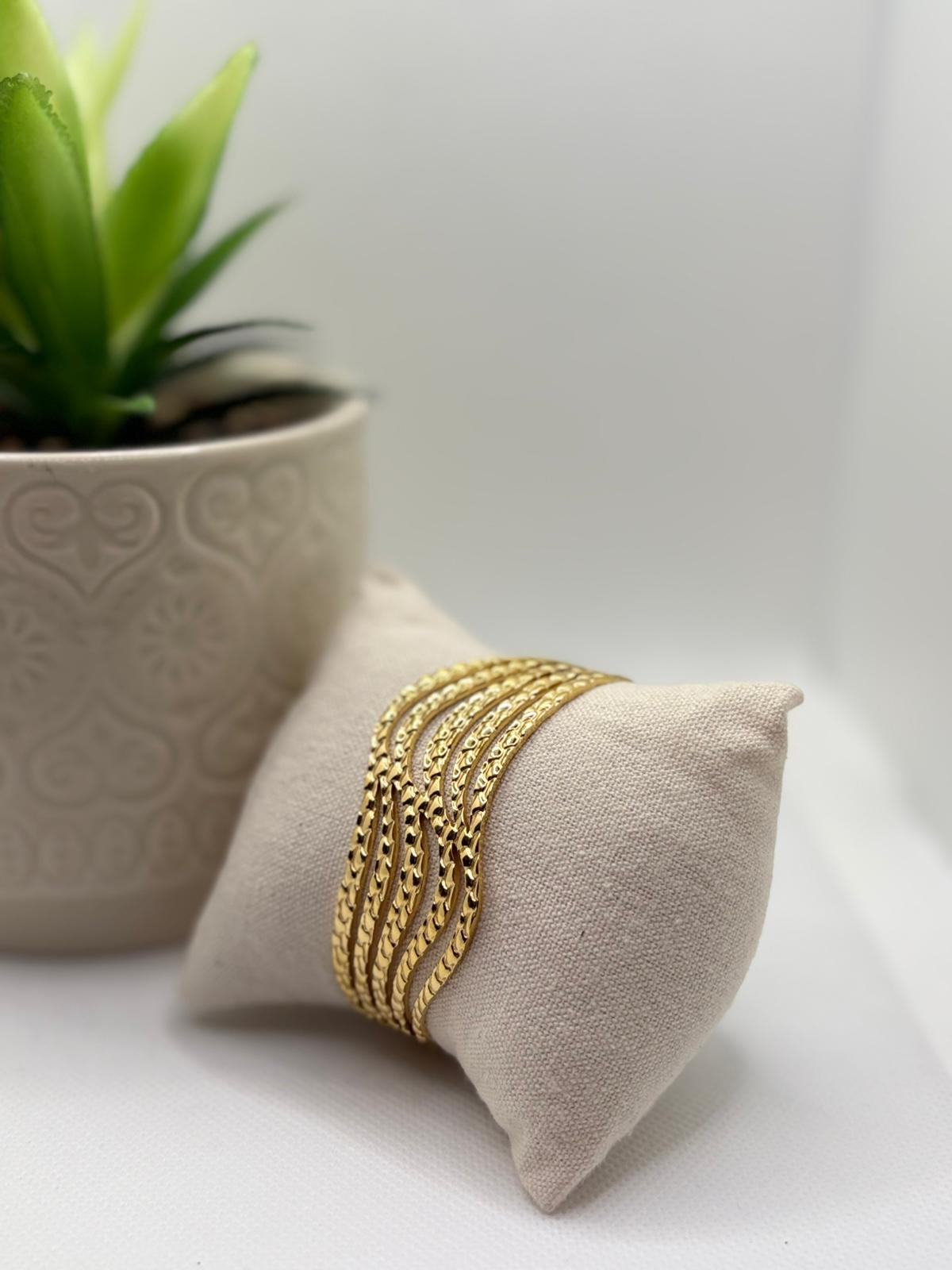 Sculptural Gold Layered Leaf Cuff Bangle