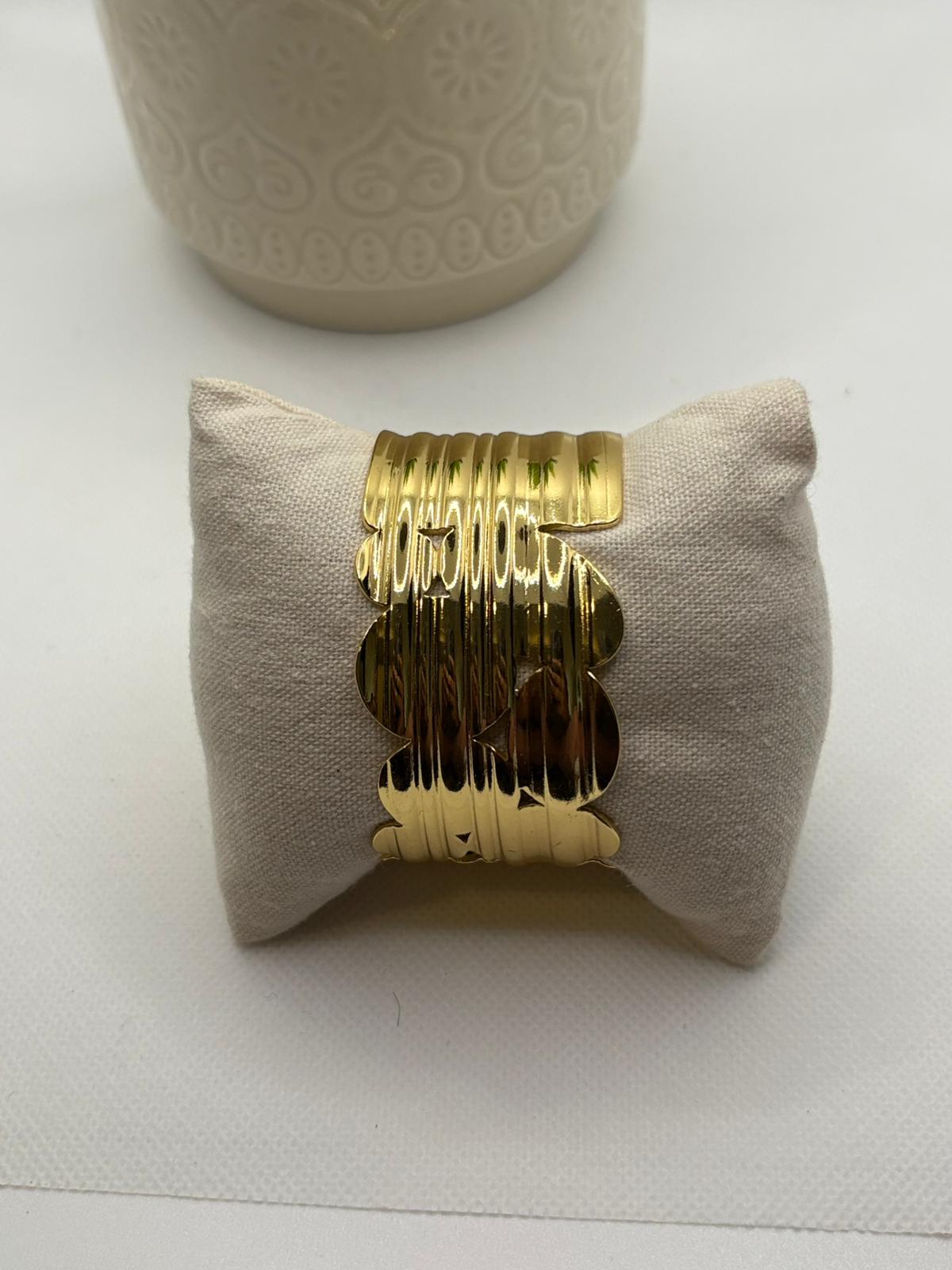 Wide Sculptural Wave Gold Cuff Bracelet