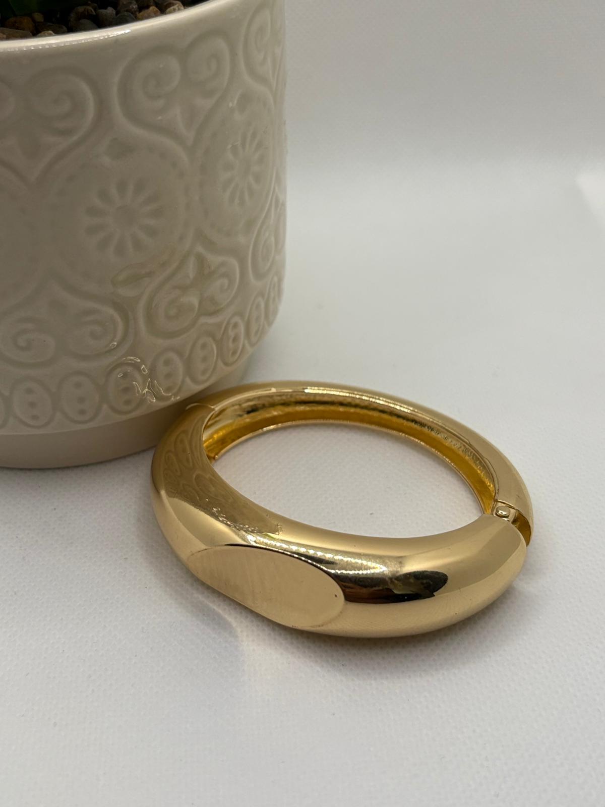 Chunky Polished Gold Dome Cuff Bangle