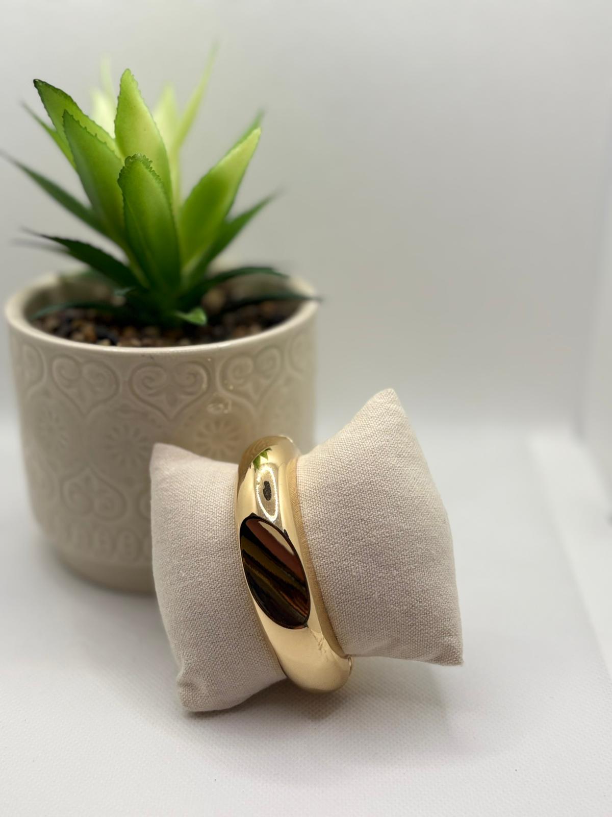 Chunky Polished Gold Dome Cuff Bangle