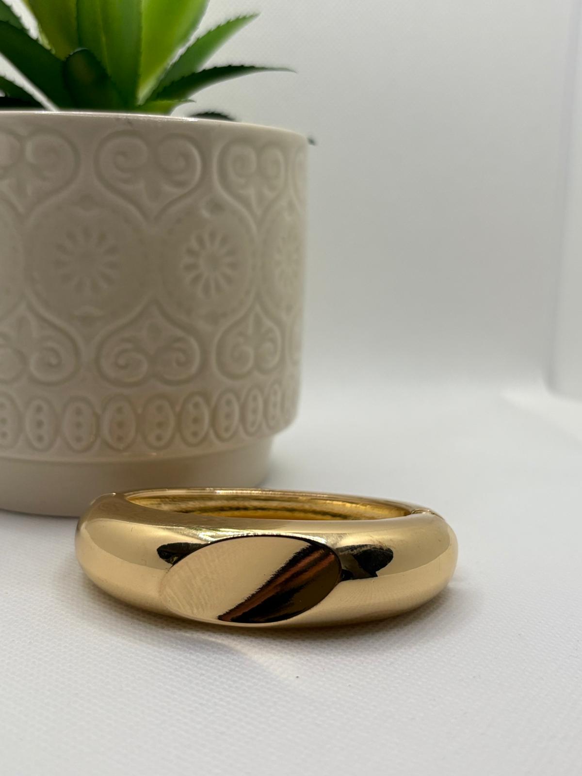 Chunky Polished Gold Dome Cuff Bangle