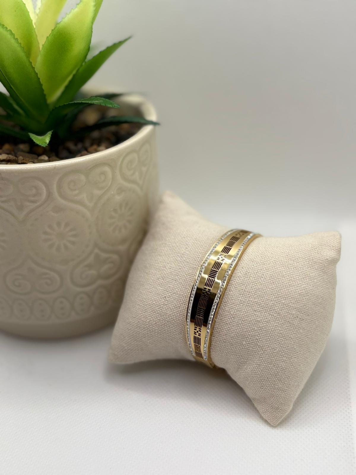 Opal touch Dual Tone Bangle with stone detailing