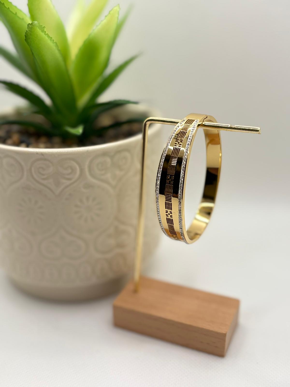 Opal touch Dual Tone Bangle with stone detailing