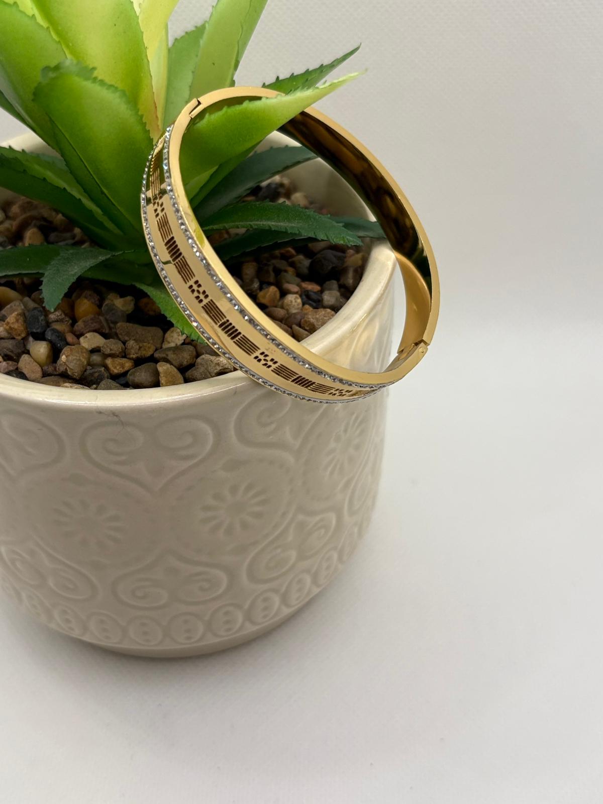 Opal touch Dual Tone Bangle with stone detailing