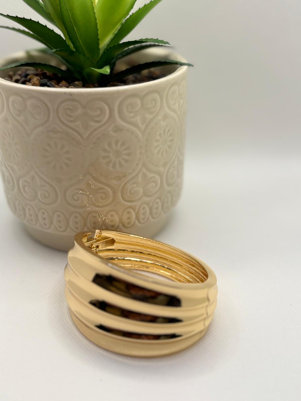 Chunky Ridged Gold Bangle Bracelet
