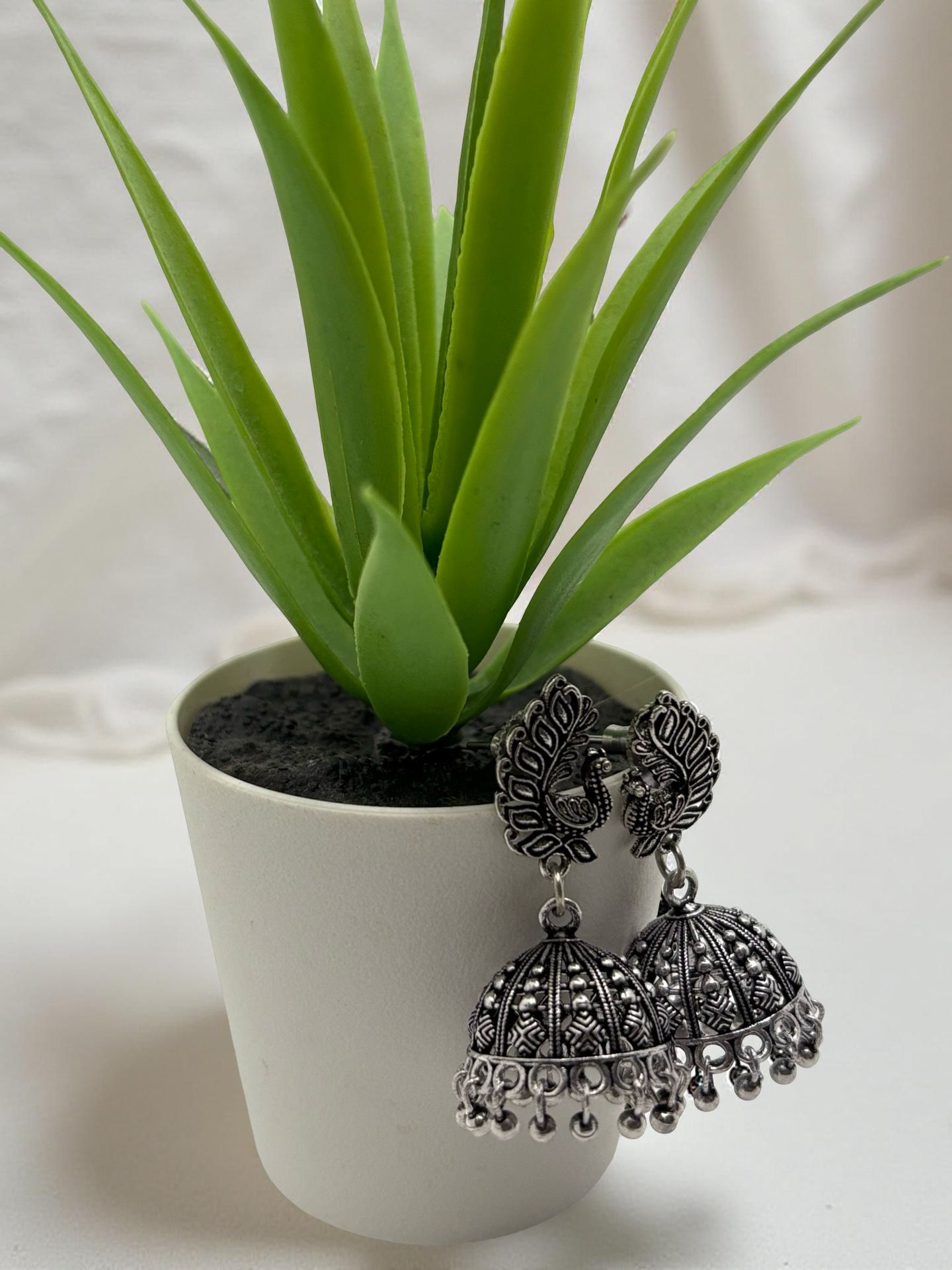 Medium size Peacok Oxidised Jumkha