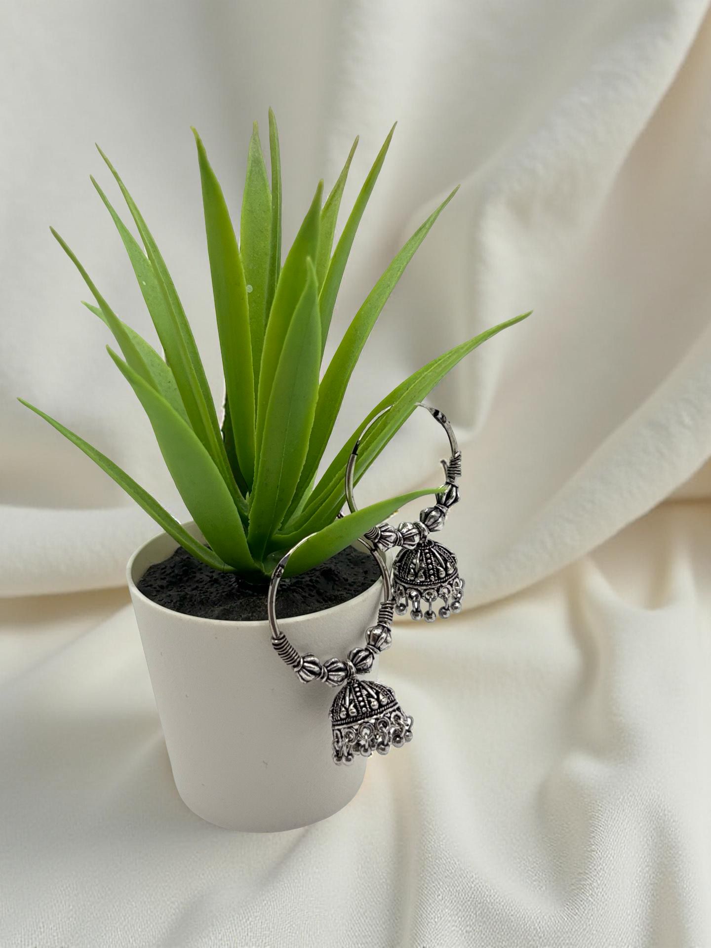 Medium size Oxidised Jumkha Hoops