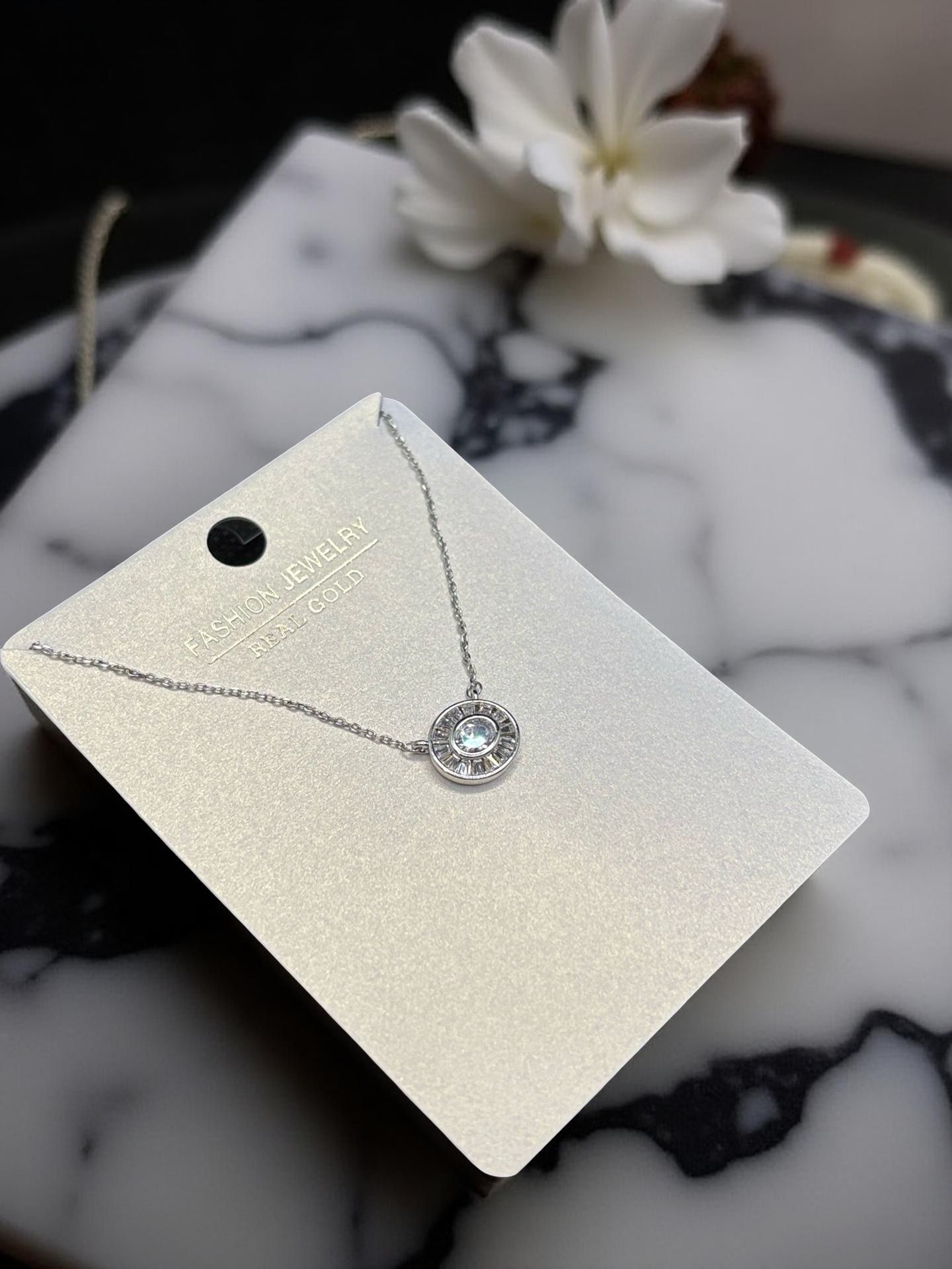 Dainty Oval Crystal Gold Necklace