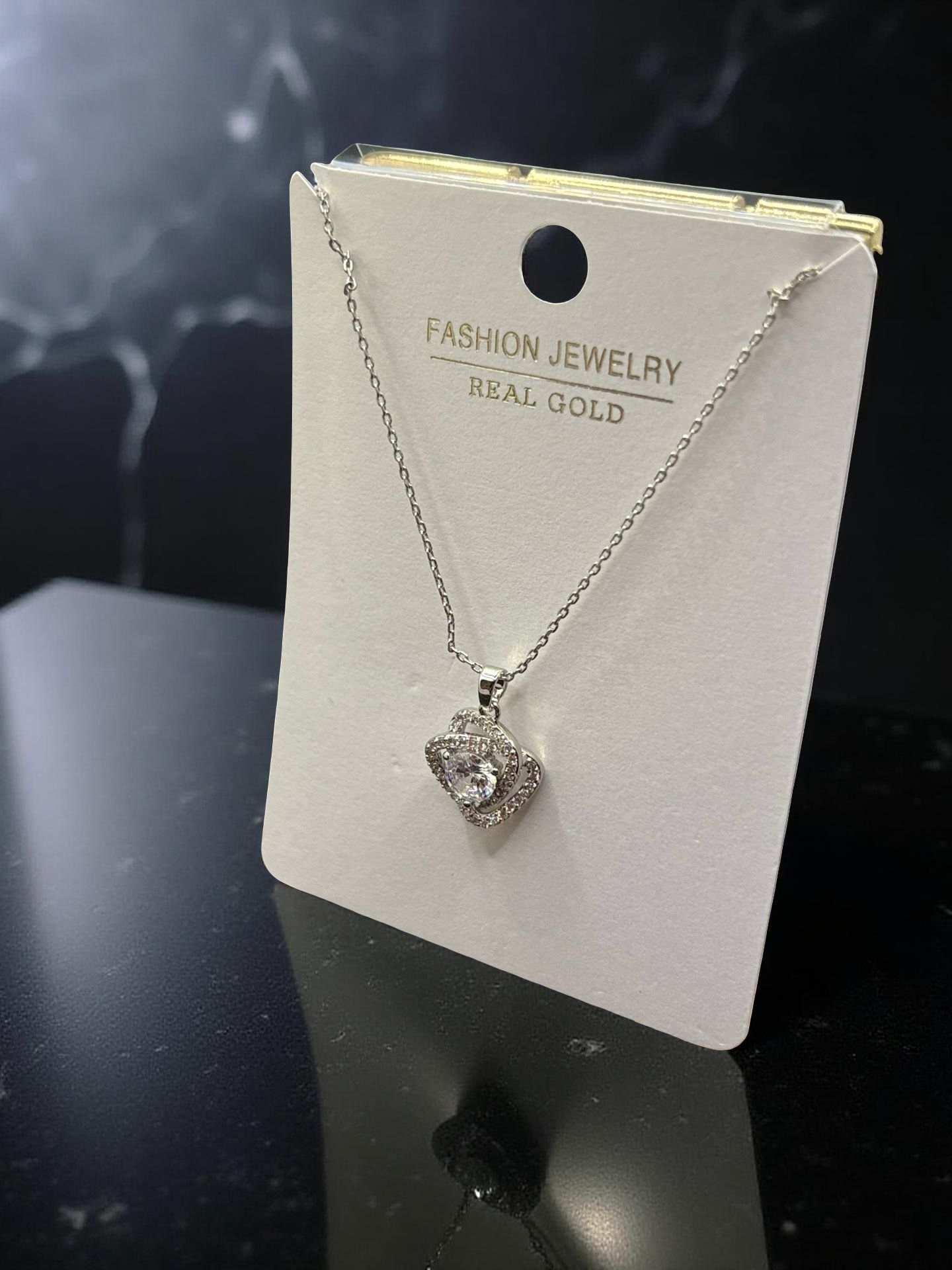 Elegant Twisted Knot Crystal Pendant Necklace