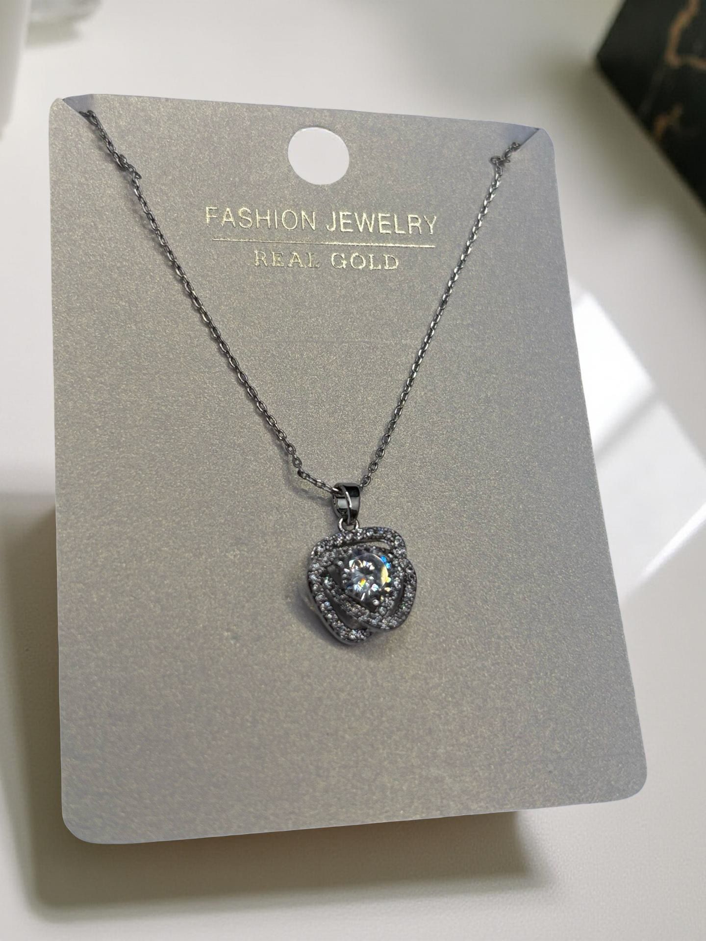 Elegant Twisted Knot Crystal Pendant Necklace