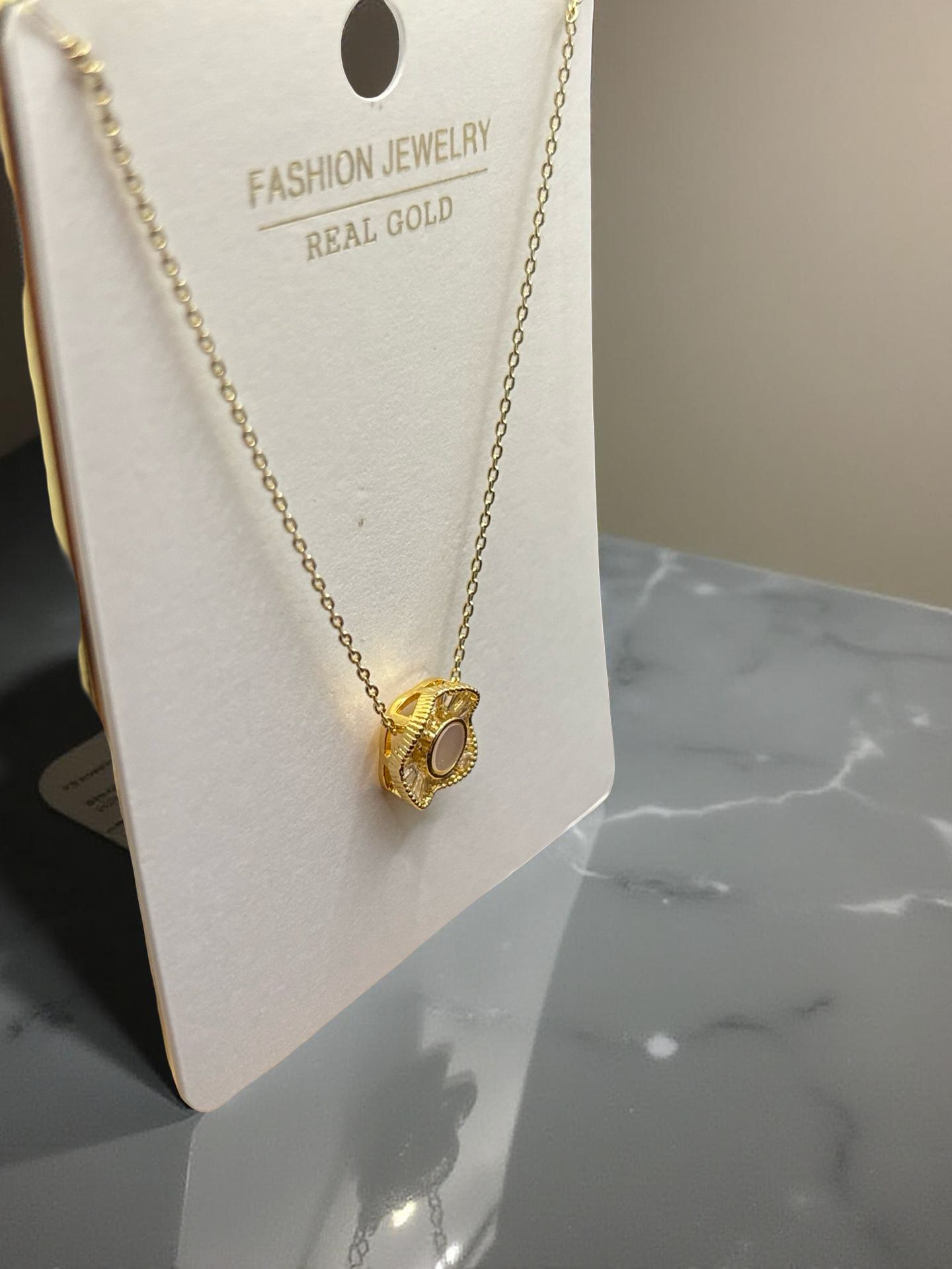 Square Crystal Gold Halo Necklace