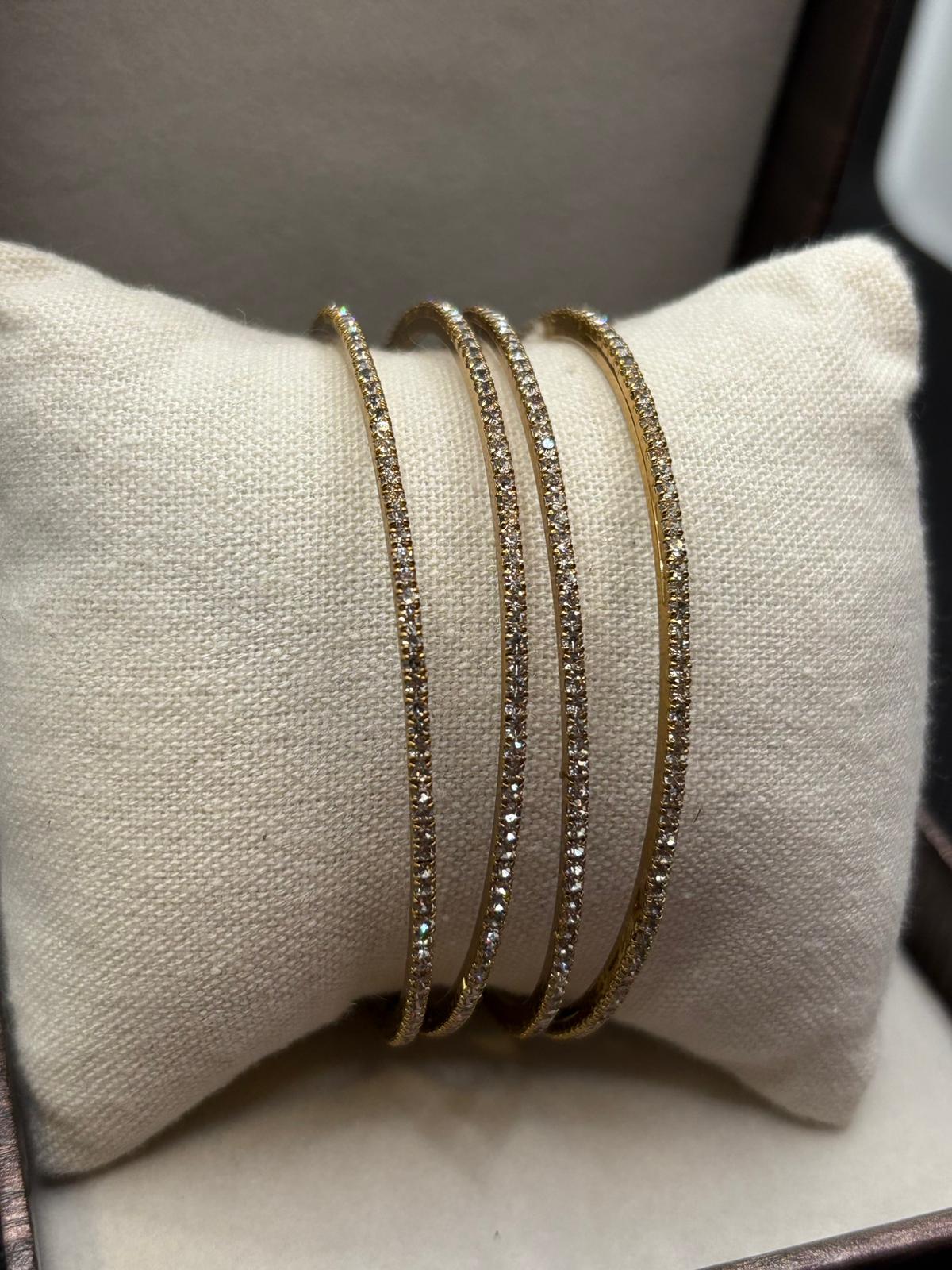 White AD stone thin Bangles