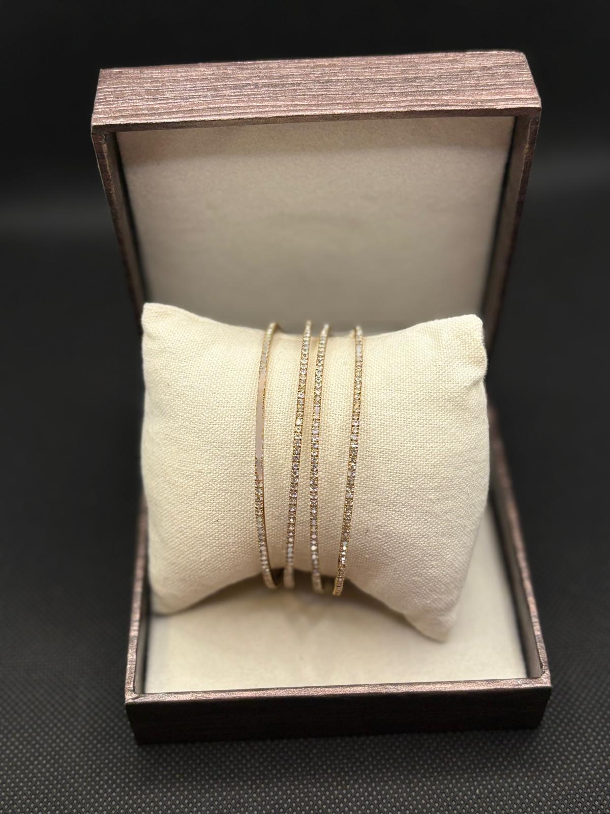 White AD stone thin Bangles