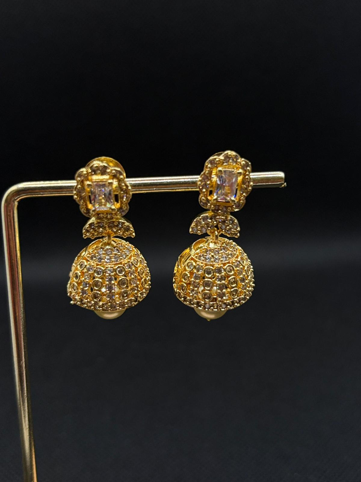 White AD stone Jumkha with Pearl drops