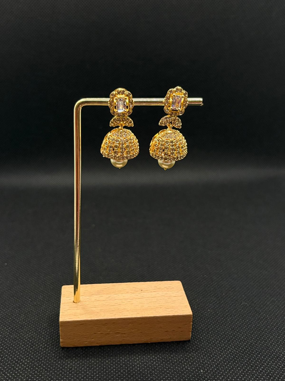 White AD stone Jumkha with Pearl drops