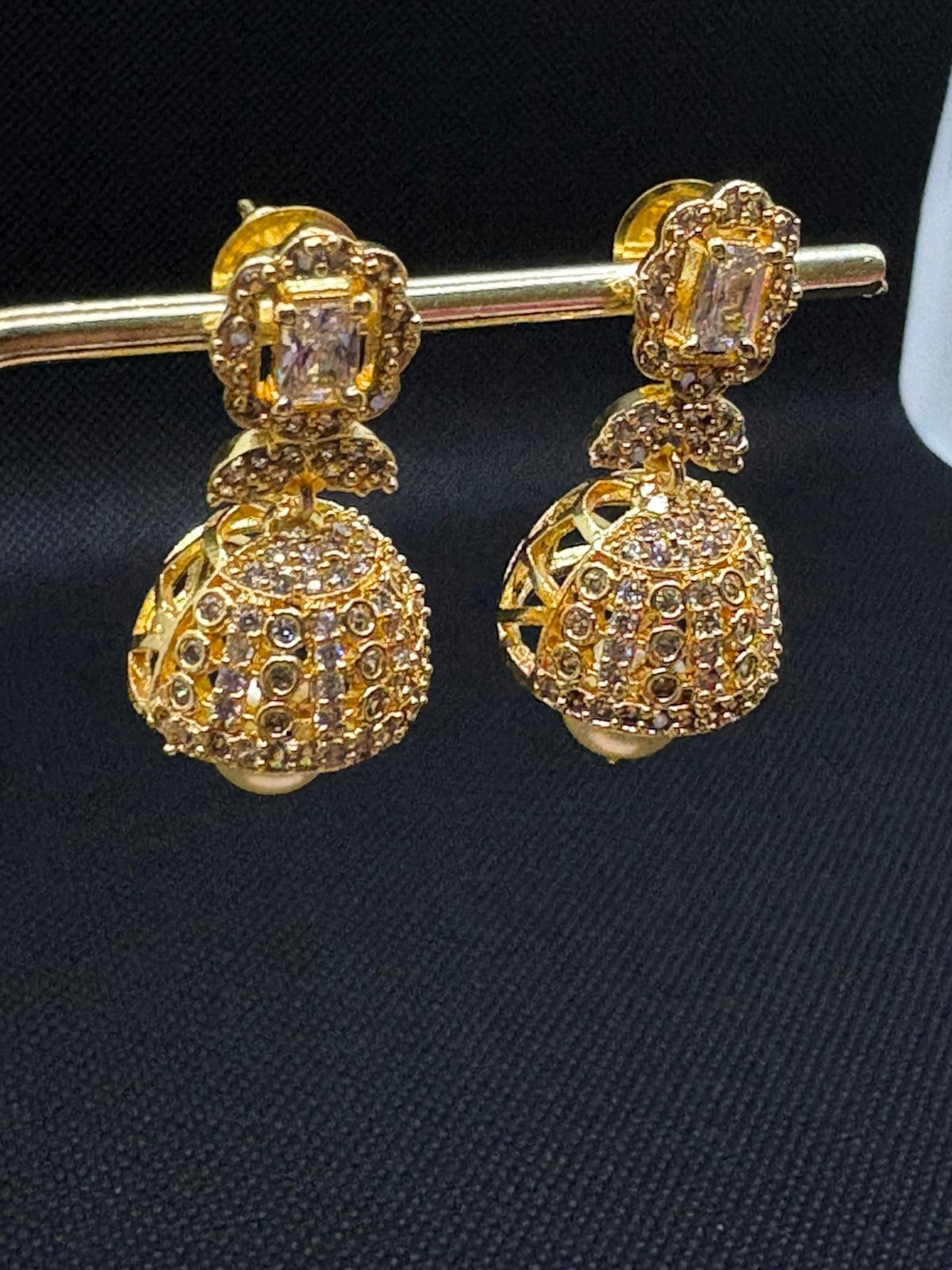 White AD stone Jumkha with Pearl drops