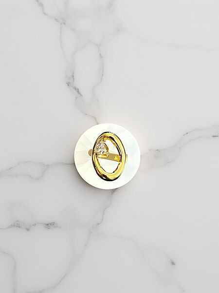 Oval Gold Ring with Clear Crystal