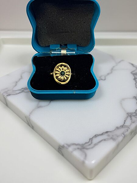 Floral Gold Statement Green with Green Crystal