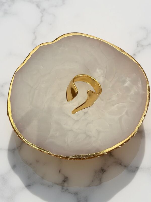 Abstract Sculptural Open Gold Cuff Ring