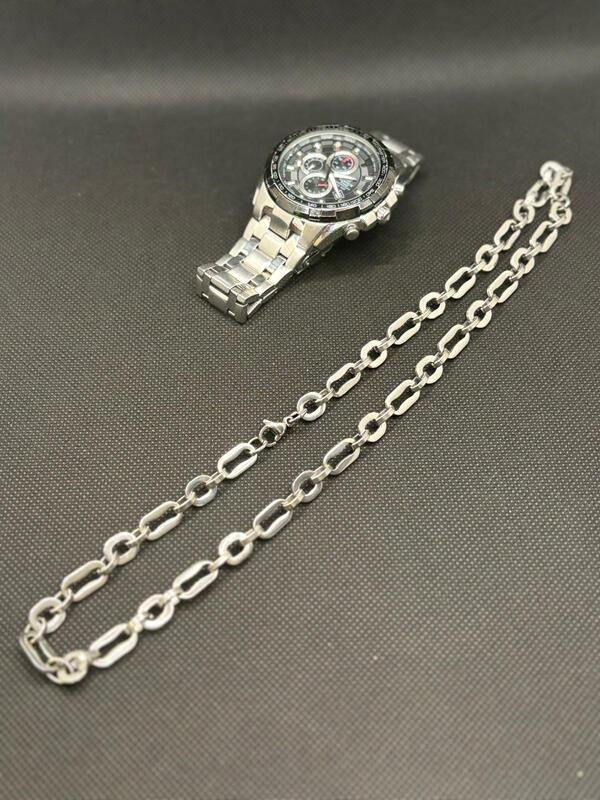 Classic Men's Anchor Chain in Silver Tone
