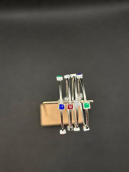 White-metal multi-color stone Bangle set of 4