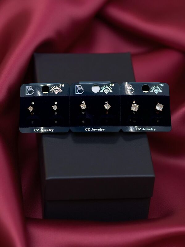 White AD stone studs - Set of 3 sizes