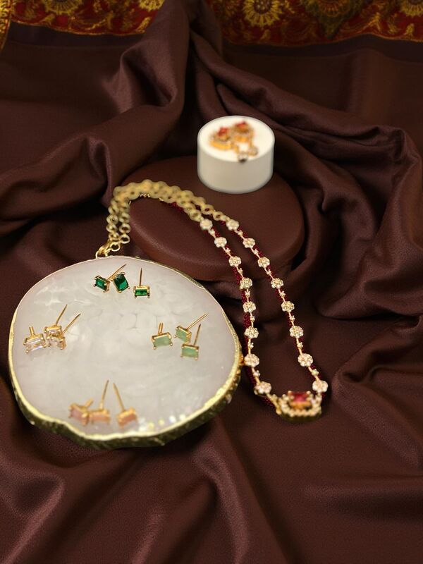 Color-changing AD stone Neckset with Earrings