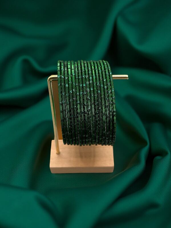 Rain drop Metal Bangles in Green