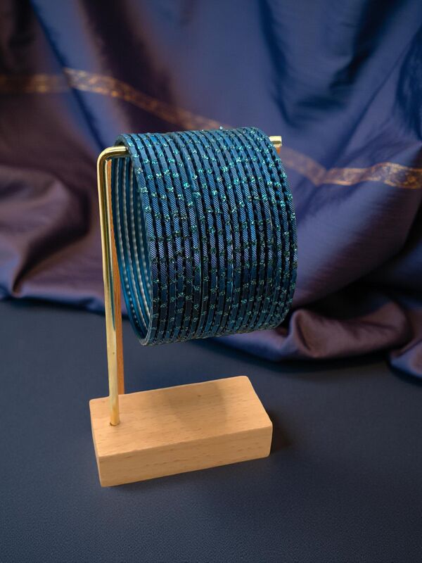 Rain drop Metal Bangles in Teal