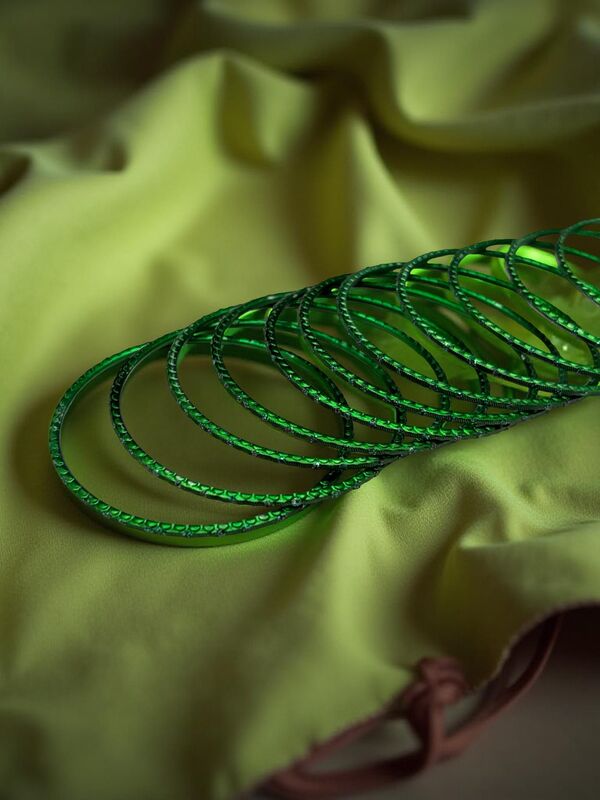 Rain drop Metal Bangles in Green