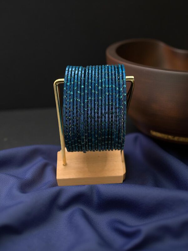 Rain drop Metal Bangles in Teal