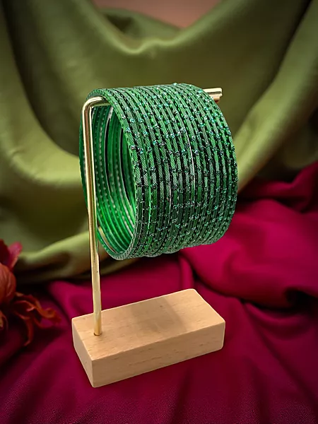 Rain drop Metal Bangles in Green