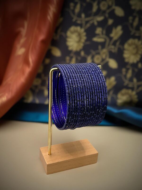 Rain drop Metal Bangles in Ink Blue