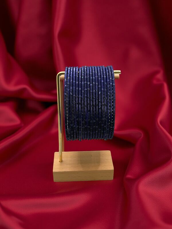 Rain drop Metal Bangles in Ink Blue