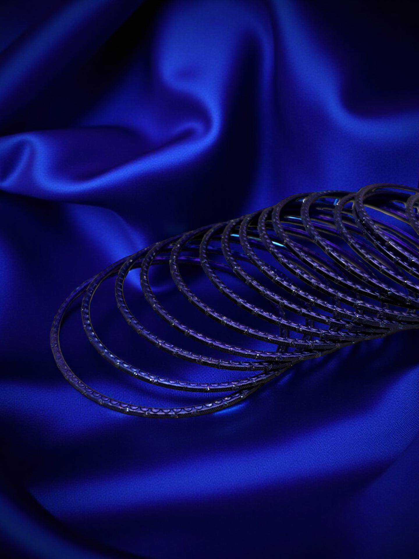 Rain drop Metal Bangles in Ink Blue