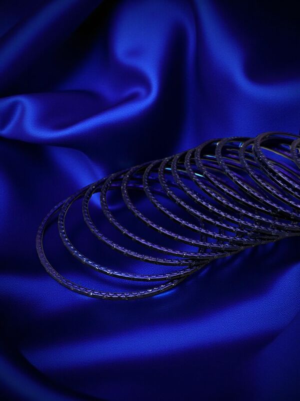 Rain drop Metal Bangles in Ink Blue