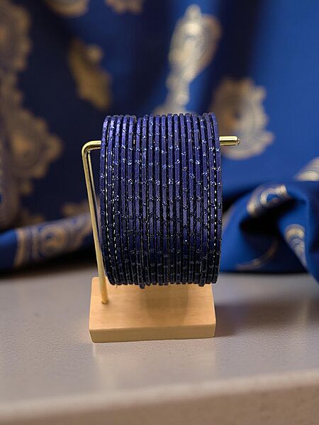 Rain drop Metal Bangles in Ink Blue