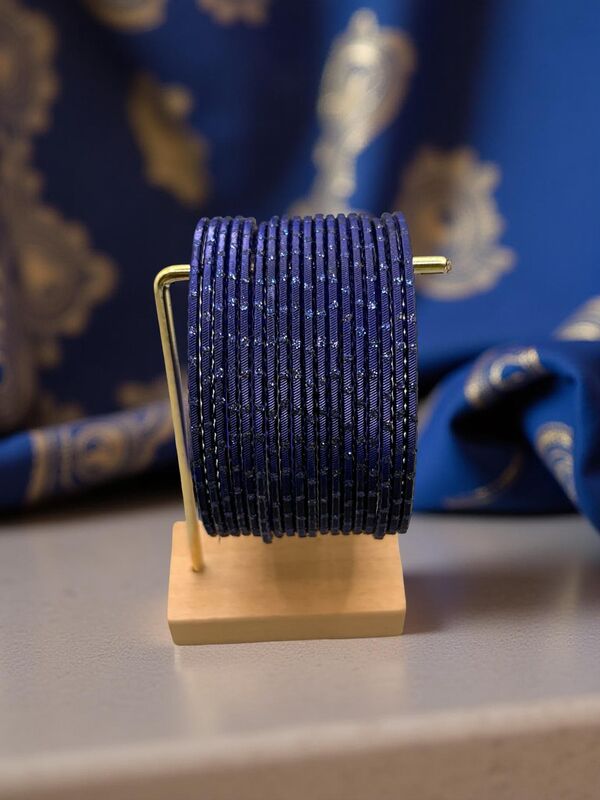 Rain drop Metal Bangles in Ink Blue